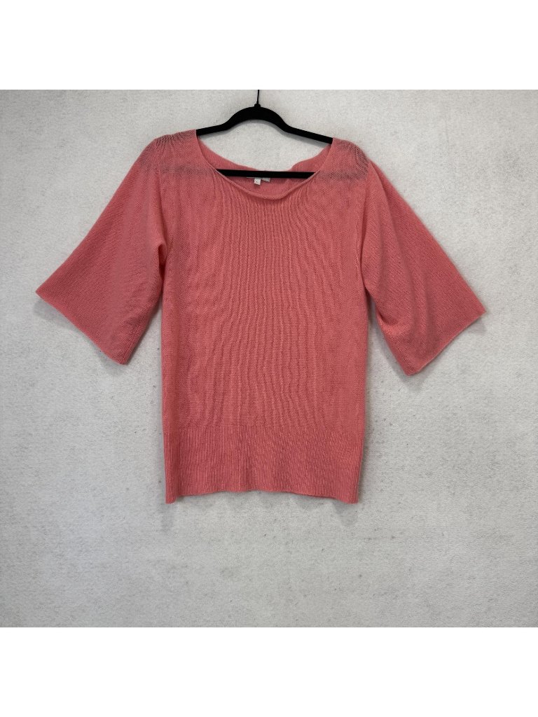 Cristi Conaway Cashmere Sweater Womens Medium Pink Scoop Neck Short Sleeve Knit